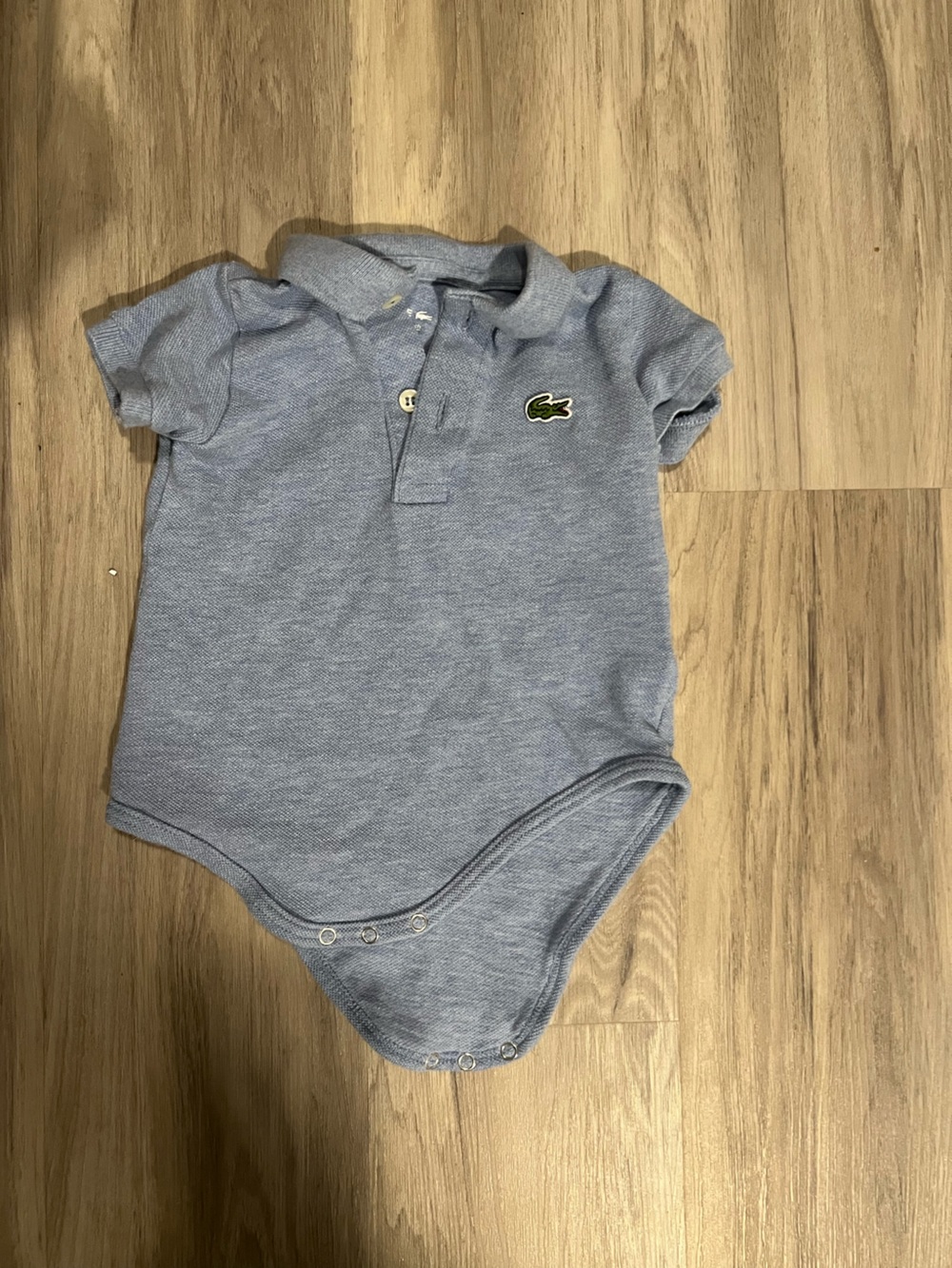 Lacoste Baby Blue Polo Bodysuit with Crocodile Patch